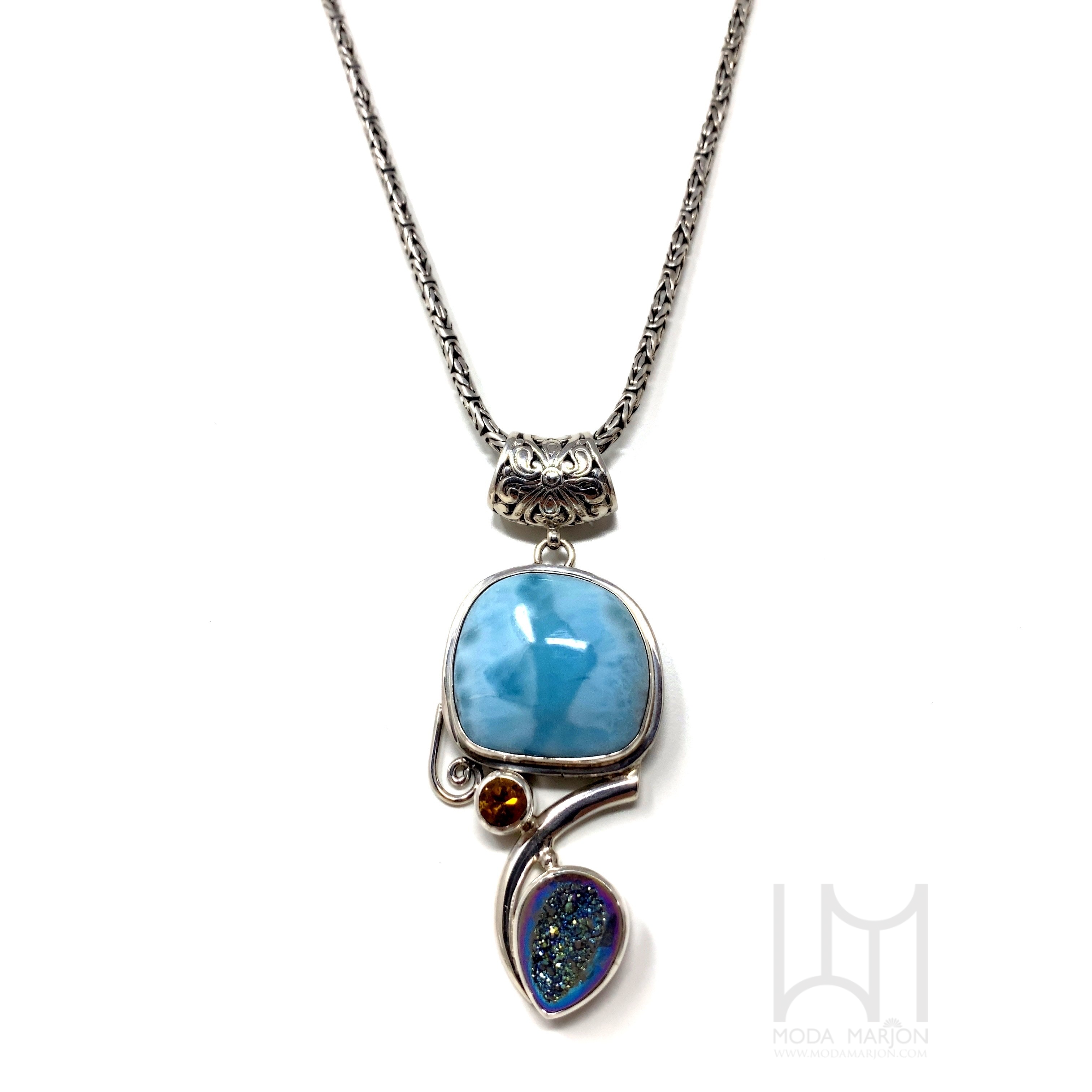 Moda Marjon Larimar/Druzy Pendant